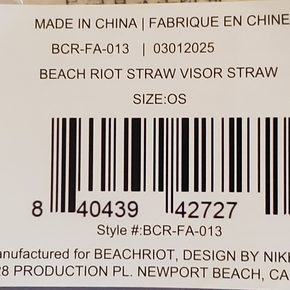 BEACH RIOT NWT. STRAW VISOR OS. VELCRO. - Picture 4 of 8